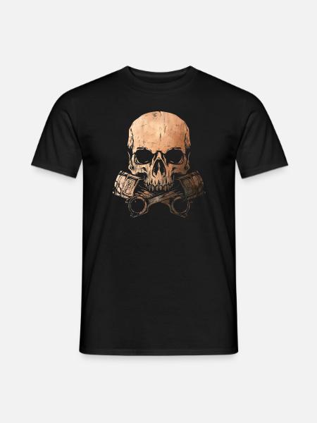 Piston Skull - Schrauber - Mechaniker - Kupfer - Männer T-Shirt - Schwarz