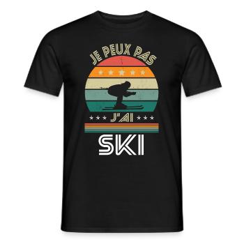 Je peux pas j'ai Ski - Idée Cadeau Skieur - T-shirt homme - noir - Devant - AI Model Male 178 light (178cm)