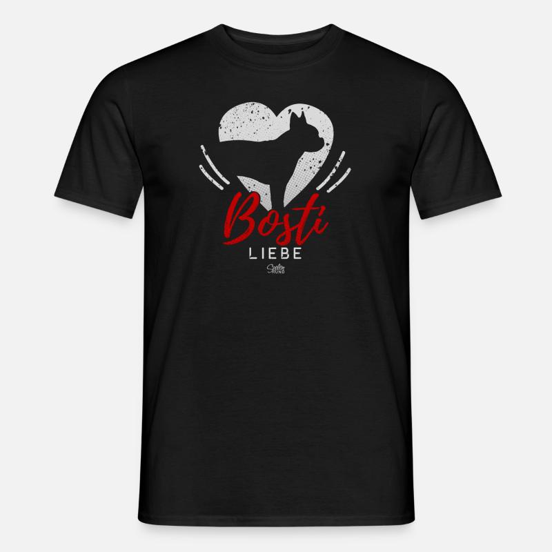 Boston Terrier mit Herz - Männer T-Shirt - Schwarz