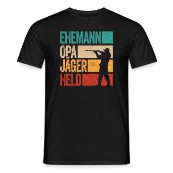 Ehemann Opa Jäger Held Rotwild Jagd Jagen Lustig - Männer T-Shirt - Schwarz - Vorne - AI Model Male 178 light (178cm)