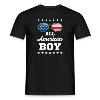 All American Boy 4th Of July Hommes Garçons Enfants Drapeau américain - T-shirt homme - noir - Devant - AI Model Male 178 light (178cm)