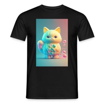 Colorful cat - Men's T-Shirt - black - Front - AI Model Male 178 light (178cm)