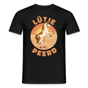 Lütje Peerd Plattdeutsch kleines Pferd - Männer T-Shirt - Schwarz - Vorne - AI Model Male 178 light (178cm)