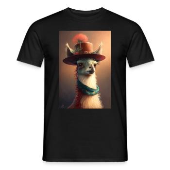 Lama Hut Lustig Süß - Männer T-Shirt - Schwarz - Vorne - AI Model Male 178 light (178cm)