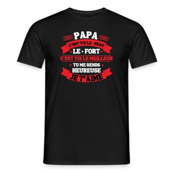 Cadeau Papa je t aime Message Pere fille - T-shirt homme - noir - Devant - AI Model Male 178 light (178cm)
