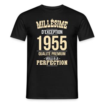 Anniversaire 70 ans - Millésime d'Exception 1955 - T-shirt homme - noir - Devant - AI Model Male 178 light (178cm)