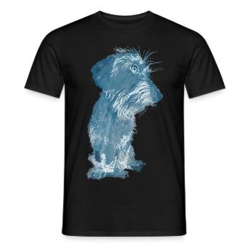 Rough-haired dachshund puppy watercolor - Men's T-Shirt - black - Front - AI Model Male 178 light (178cm)