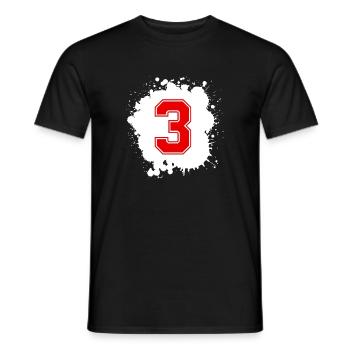 3 Zahl Klecks - Männer T-Shirt - Schwarz - Vorne - AI Model Male 178 light (178cm)