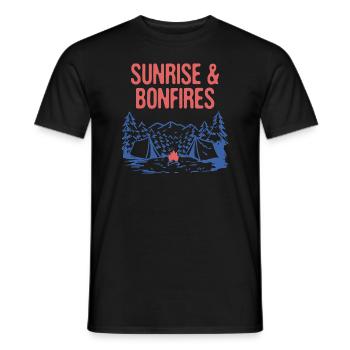 Sunrise & Bonfires Camping Summer Camper Tropical - Men's T-Shirt - black - Front - AI Model Male 178 light (178cm)