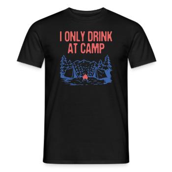 Only Drink at Camp Drinking Camping Alcoholic - Men's T-Shirt - black - Front - AI Model Male 178 light (178cm)