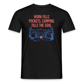 Camping Fills the Soul Motivational Quote Camper - Men's T-Shirt - black - Front - AI Model Male 178 light (178cm)