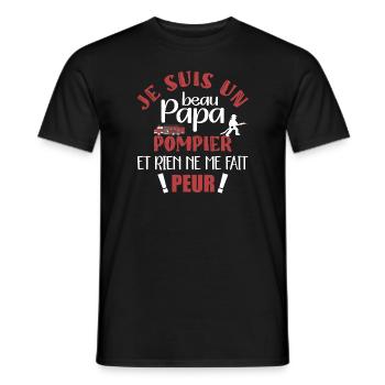 Je suis un beau papa pompier volontaire beau père - T-shirt homme - noir - Devant - AI Model Male 178 light (178cm)