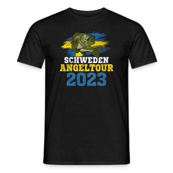Schweden Angeltour 2023 Angeltrip - Männer T-Shirt - Schwarz - Vorne - AI Model Male 178 light (178cm)