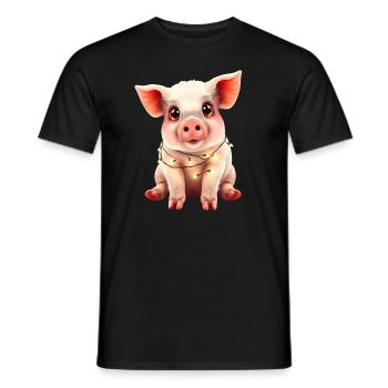 Schwein Weihnachten Weihnachtspullover lustig süß - Männer T-Shirt - Schwarz - Vorne - AI Model Male 178 light (178cm)