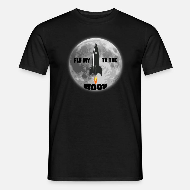 FLY MY TO THE MOON,SPACESHIP,MOND,RAKETE - Männer T-Shirt - Schwarz