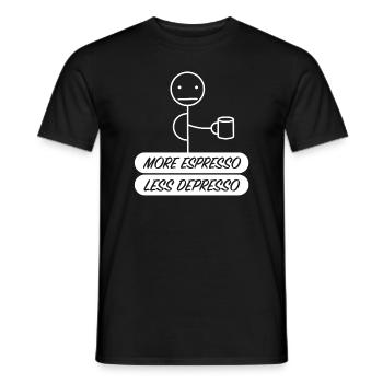 Plus d’espresso | Café, latte, macchiato - T-shirt homme - noir - Devant - AI Model Male 178 light (178cm)