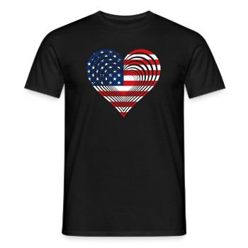USA heart love America - Männer T-Shirt - Schwarz - Vorne - AI Model Male 178 light (178cm)