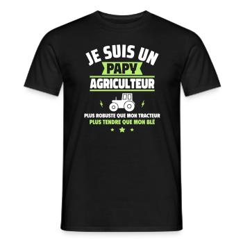 Papy Agriculteur,cadeau pour grand-père,Tracteur - T-shirt homme - noir - Devant - AI Model Male 178 light (178cm)