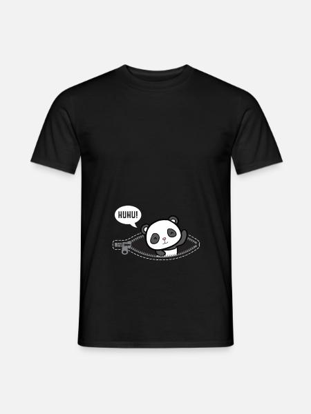 Huhu je suis là bébé cadeau de naissance panda - T-shirt homme - noir