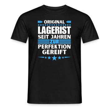 Warehouse clerk matured to perfection - Men's T-Shirt - black - Front - AI Model Male 178 light (178cm)