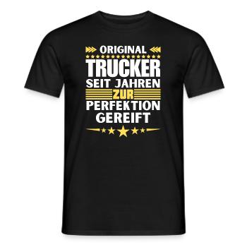 Trucker matured to perfection - Men's T-Shirt - black - Front - AI Model Male 178 light (178cm)