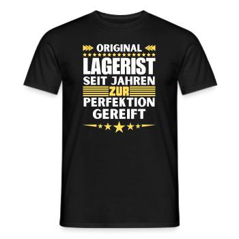 Warehouse clerk matured to perfection - Men's T-Shirt - black - Front - AI Model Male 178 light (178cm)