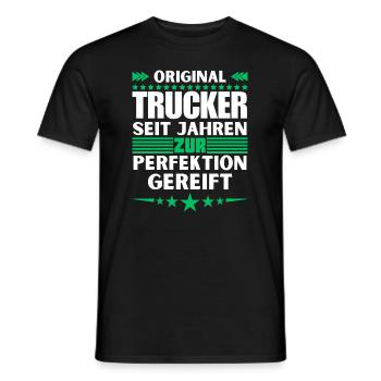 Trucker matured to perfection - Men's T-Shirt - black - Front - AI Model Male 178 light (178cm)