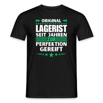 Warehouse clerk matured to perfection - Men's T-Shirt - black - Front - AI Model Male 178 light (178cm)