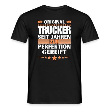 Trucker matured to perfection - Men's T-Shirt - black - Front - AI Model Male 178 light (178cm)