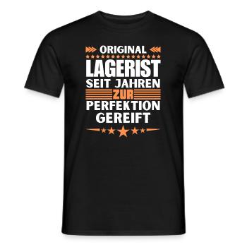 Warehouse clerk matured to perfection - Men's T-Shirt - black - Front - AI Model Male 178 light (178cm)
