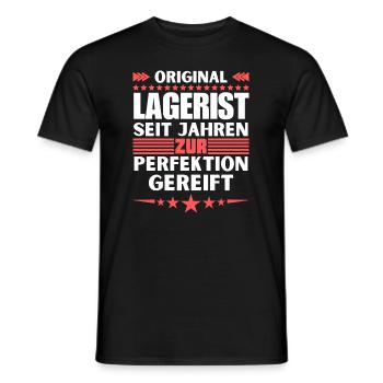 Warehouse clerk matured to perfection - Men's T-Shirt - black - Front - AI Model Male 178 light (178cm)