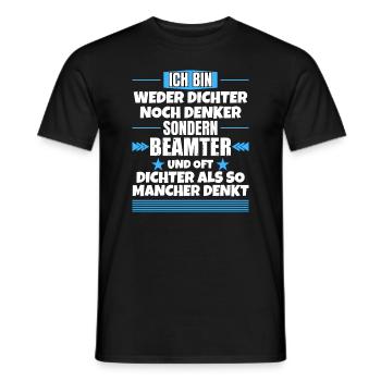 Ni poète ni penseur, mais fonctionnaire - T-shirt homme - noir - Devant - AI Model Male 178 light (178cm)