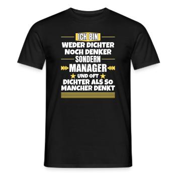 Ni poète ni penseur, mais manager - T-shirt homme - noir - Devant - AI Model Male 178 light (178cm)
