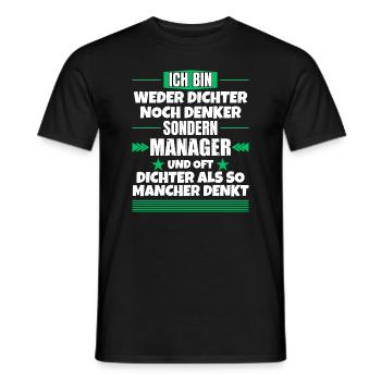Ni poète ni penseur, mais manager - T-shirt homme - noir - Devant - AI Model Male 178 light (178cm)