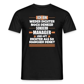 Ni poète ni penseur, mais manager - T-shirt homme - noir - Devant - AI Model Male 178 light (178cm)