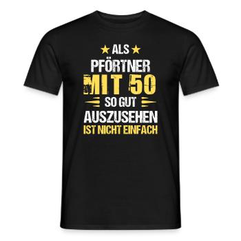 At 50, good-looking gatekeeper - Men's T-Shirt - black - Front - AI Model Male 178 light (178cm)