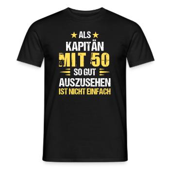 Good-looking captain at 50 - Men's T-Shirt - black - Front - AI Model Male 178 light (178cm)
