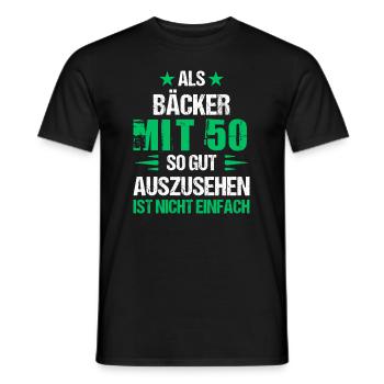 At 50, good looking baker - Men's T-Shirt - black - Front - AI Model Male 178 light (178cm)
