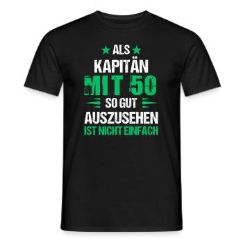 At 50 handsome captain - Men's T-Shirt - black - Front - AI Model Male 178 light (178cm)