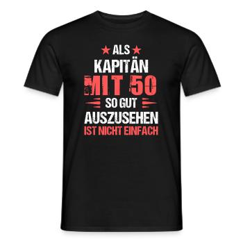 At 50 handsome captain - Men's T-Shirt - black - Front - AI Model Male 178 light (178cm)