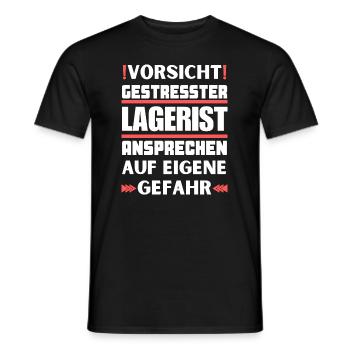 Gestresster Lagerist nicht ansprechen! - Männer T-Shirt - Schwarz - Vorne - AI Model Male 178 light (178cm)