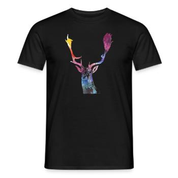 Watercolors Deer - Men's T-Shirt - black - Front - AI Model Male 178 light (178cm)
