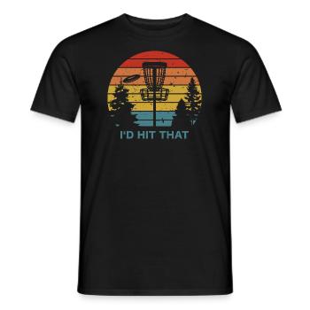 I'D Hit That Retro Disc Golf Discgolfer Frisbee - Men's T-Shirt - black - Front - AI Model Male 178 light (178cm)
