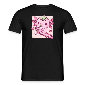 Mignon Axolotl aime le lait de fraise japonais - T-shirt homme - noir - Devant - AI Model Male 178 light (178cm)