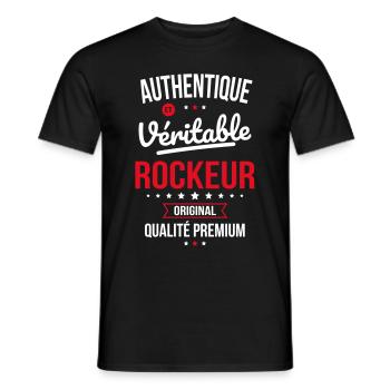 Authentique et véritable rockeur - Original - T-shirt homme - noir - Devant - AI Model Male 178 light (178cm)