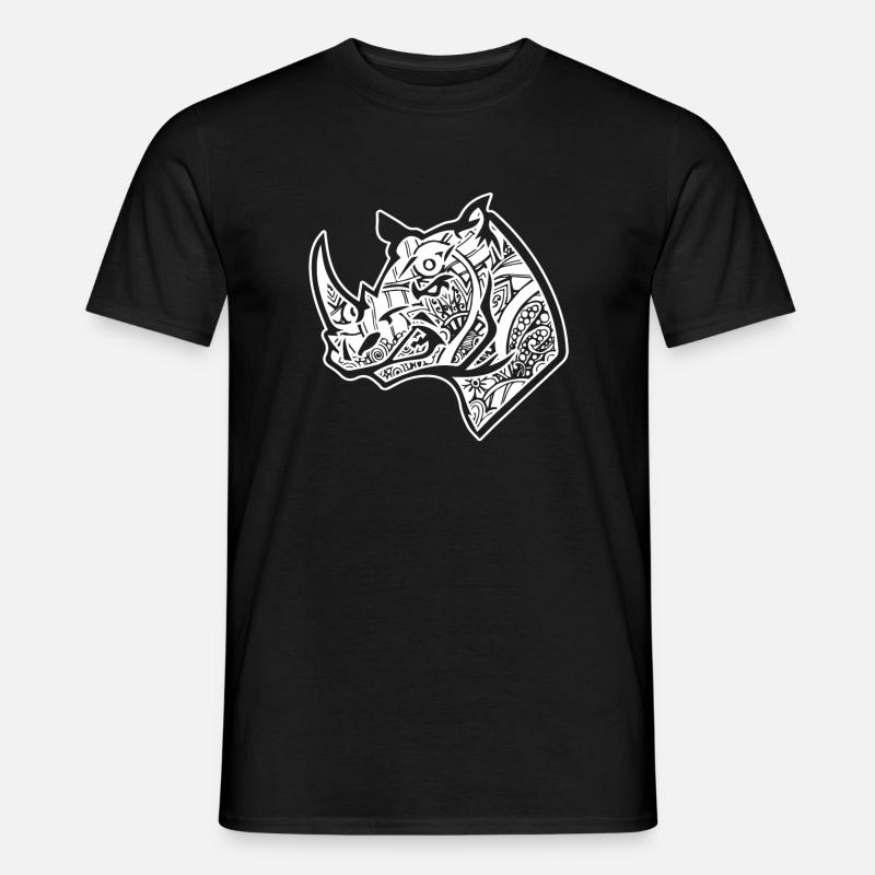 Nashorn Nashorn Blumenmuster - Männer T-Shirt - Schwarz