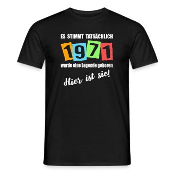 Legende ist 1971 geboren. Geburtstagsspruch - Männer T-Shirt - Schwarz - Vorne - AI Model Male 178 light (178cm)