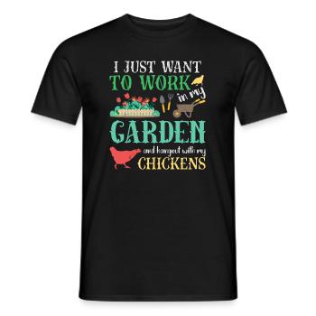Work In My Garden Hangout With My Chickens - Men's T-Shirt - black - Front - AI Model Male 178 light (178cm)
