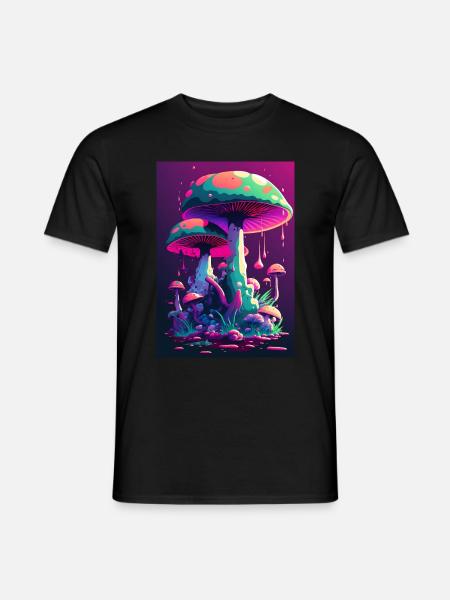 Pilz Neon Vaporwave Natur - Männer T-Shirt - Schwarz