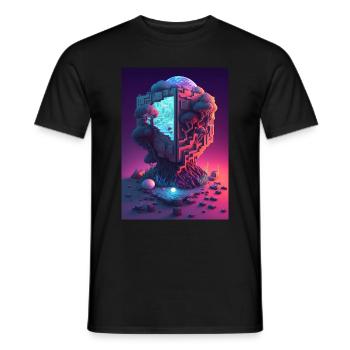 Voxel Vaporwave Neon Futuristisch Fantasie Gaming - Männer T-Shirt - Schwarz - Vorne - AI Model Male 178 light (178cm)
